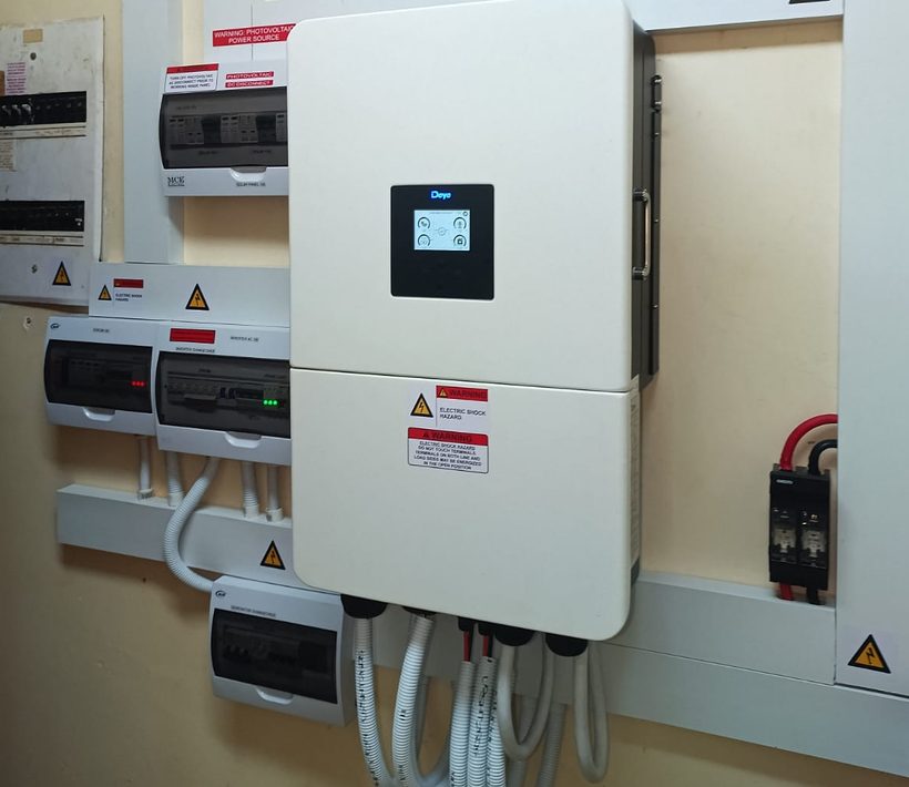 Hybrid inverter and distribution boards on an Energise solar installation