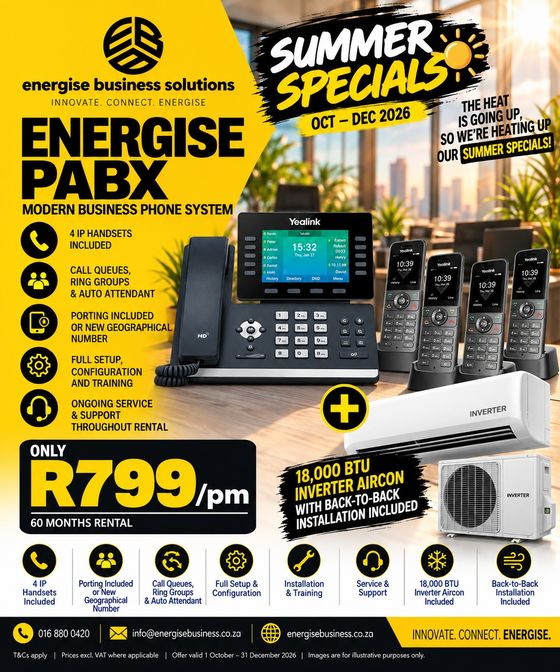 Energise PABX summer special flyer